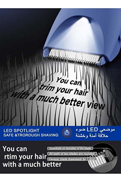 X SPRING Body Hair Trimmer for Men,Safe Shaver Rechargeable Waterproof Wet/Dry Use, LED Display,Blue