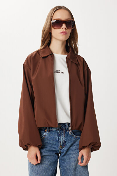 Lovelyİstanbul Mevsimlik İnce Bomber Ceket LMK0003 KAHVERENGİ
