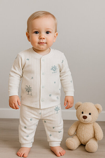 greenmoss 100% Cotton Tree Patterned Baby Pajama Set