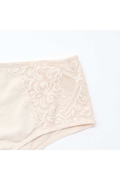 KİABİ High-Waisted Microfiber and Lace Briefs GREY