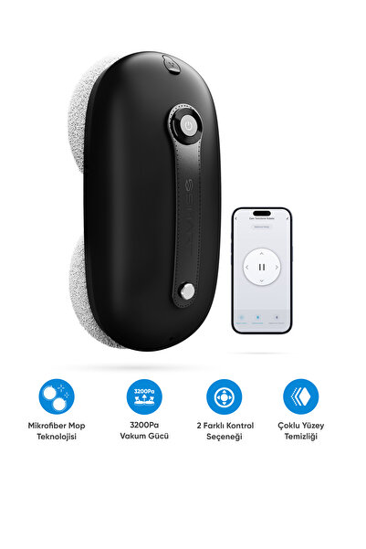 Şımart Akıllı Cam Temizleme Robotu Uygulama ve Kumanda Kontrollü 3200Pa Vakum...