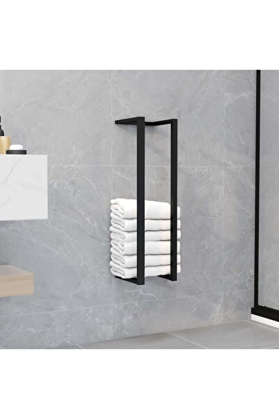vidaxl Towel Rack Black 12.5x12.5x60 cm Iron