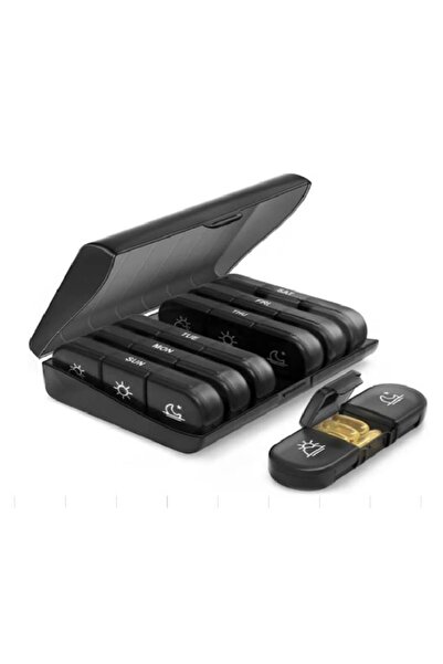 SUPER TRENDS SUPER TRENDS Weekly Medication Organizer, 3 Compartments per Day, Black, 3.1x3.1x1.8cm