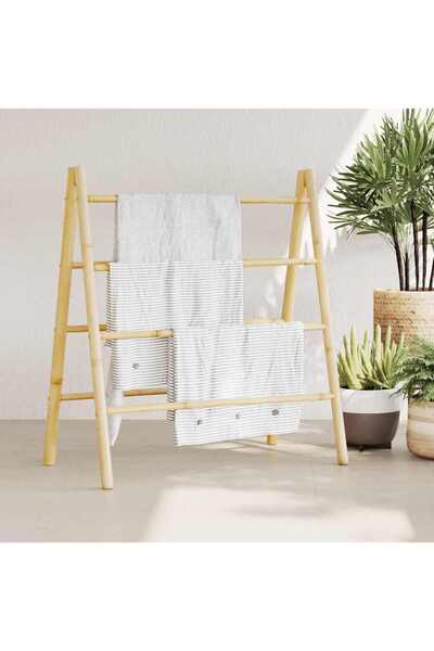 vidaxl سلم مناشف مزدوج بأربع درجات 90×50×100 سم من الخيزران