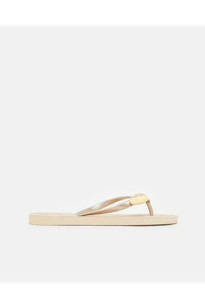 REDTAG Women Beige With Gold Trim Flip Flop