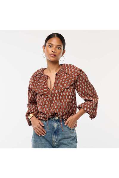 KİABİ Blouse with large Peter Pan collar BROWN