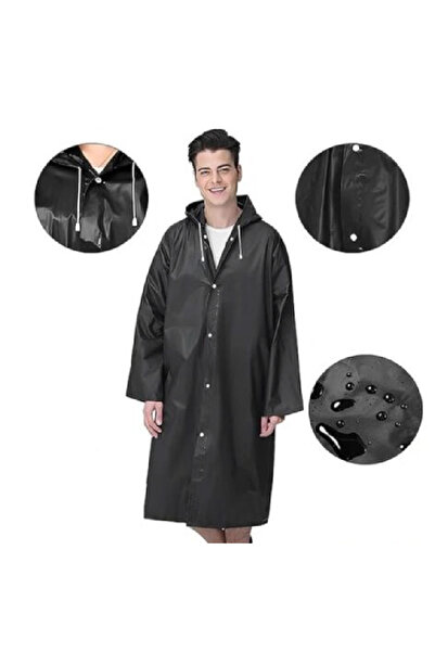 SUPER TRENDS SUPER TRENDS® Waterproof Raincoat with Fixed Hood, Universal Size, Black