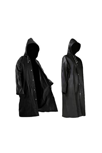SUPER TRENDS SUPER TRENDS® Waterproof Raincoat with Fixed Hood, Universal Size, Black
