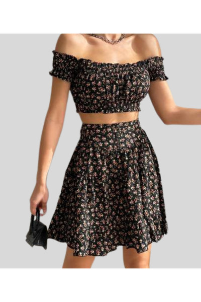 MQ طقم نسائي قطعتين كروب توب و تنوره