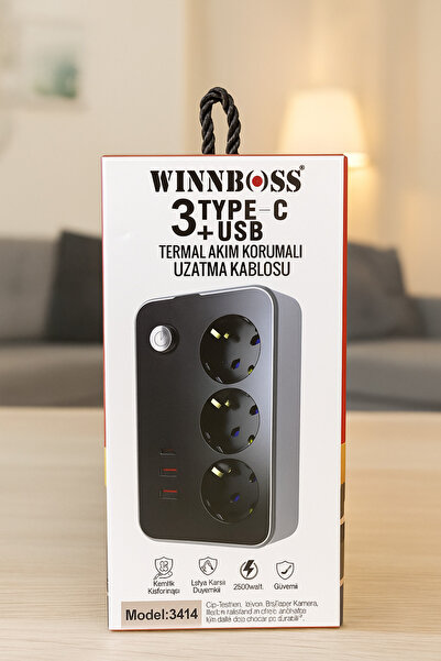 Winboss WINNBOSS 3 TYPE-C + USB Termal Akım Korumalı Uzatma Kablosu – Model 3414