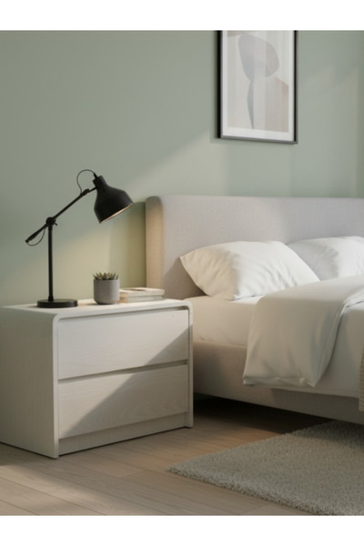 BEC20 Modern bedside table with 2 drawers, elegant white color