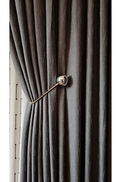 Yuka Κουρτίνα ταπετσαρίας σκούρο γκρι με μοτίβο με μονό πτερύγιο 1/3 πλισέ πολυτελής σειρά βαρέως τύπου