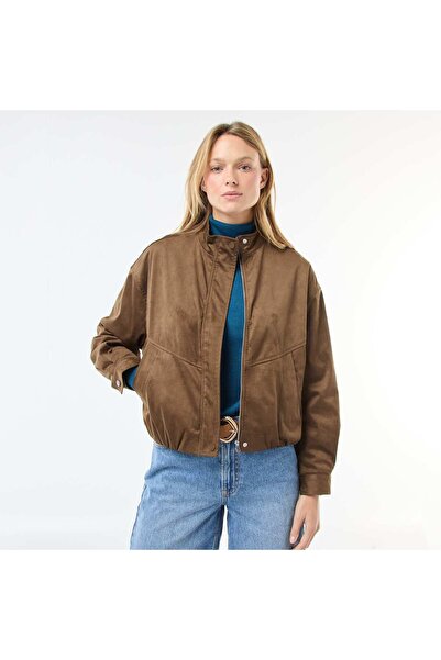 KİABİ JDY Faux Suede Cropped Jacket KHAKI