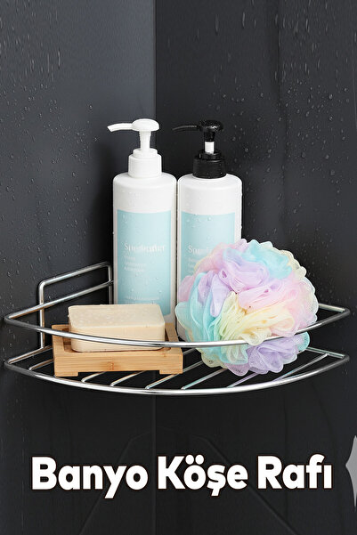 NZB رف زاوية للحمام من الفولاذ المقاوم للصدأ بطبقة واحدة لشامبو الاستحمام مع ...