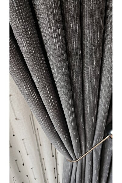 Yuka Κουρτίνα ταπετσαρίας σκούρο γκρι με μοτίβο με μονό πτερύγιο 1/3 πλισέ πολυτελής σειρά βαρέως τύπου
