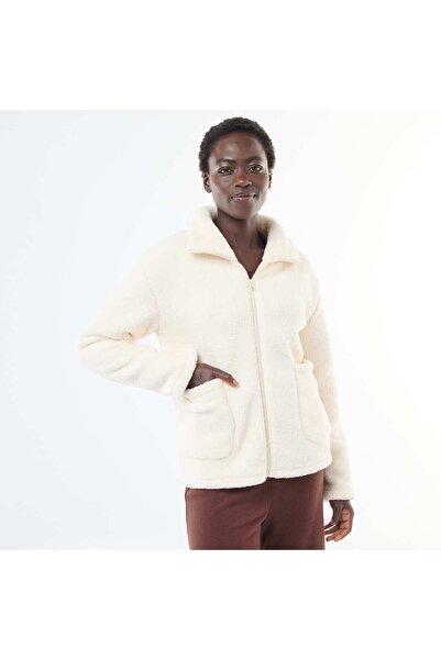 KİABİ Warm Sherpa-Effect Cardigan BEIGE