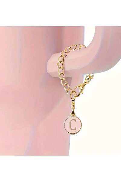 alisa C Harfi Termos Uyumlu Pembe Charm Aksesuar Sallantılı Süs