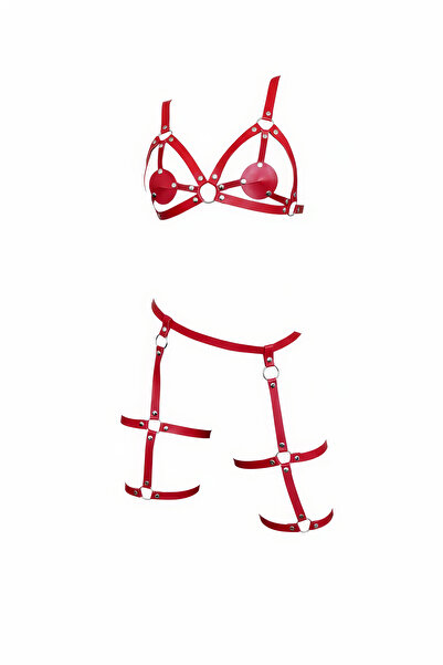 Angels Passion Red Leather Garter Set - Bold Details for Special Nights