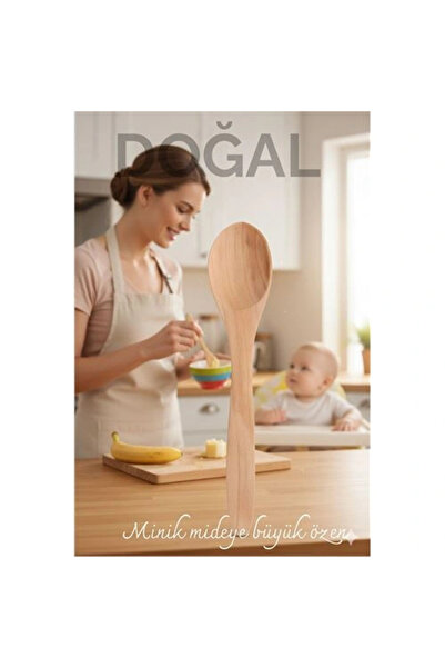 shopwave Natural Hornbeam Baby Food and Preparation Spoon – 13 Cm, Mini Size, Stylish and Practical