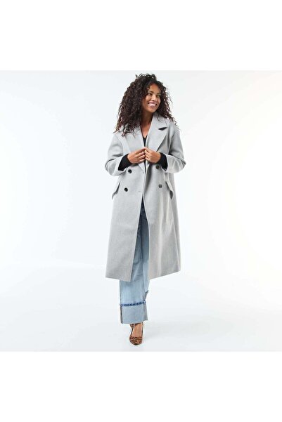KİABİ Long Faux Wool Coat GREY