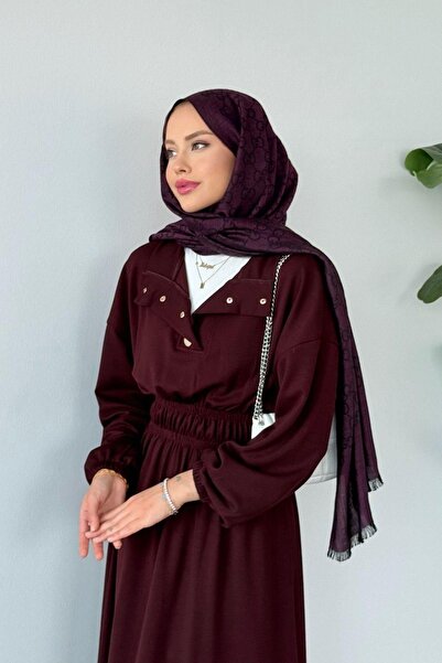 VENT GİYİM فستان جيرني بيلي المطاطي |   فستان طويل من القطن المودال – فستان كاجوال للمحجبات مع تفاصيل أزرار