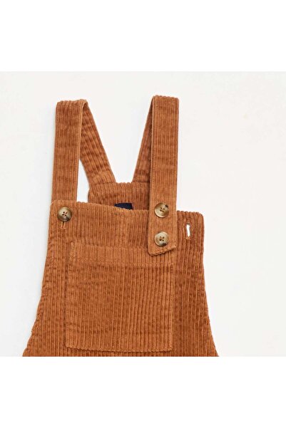 KİABİ Corduroy Overall Dress with Pocket BROWN