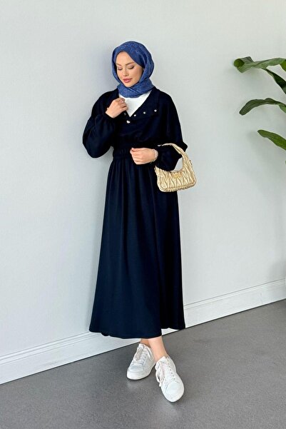 VENT GİYİM Girne Buy Elastic Dress |   Modal Cotton Long Dress – Hijab Casual Dress with Snap Detail