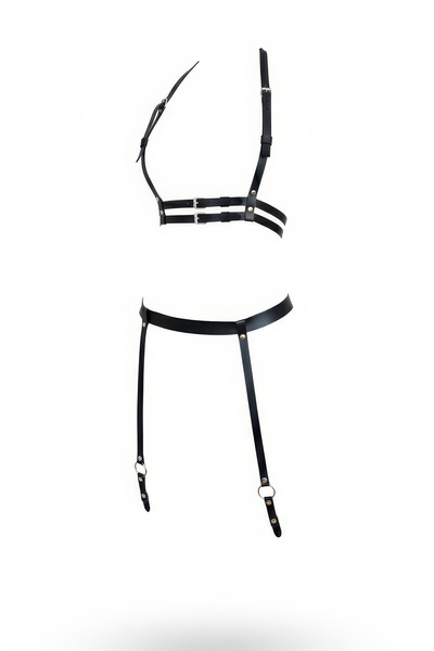 Angels Passion Black Women's Leather Garter Belt - Elegant and Eye-Catching with a Shiny Surface