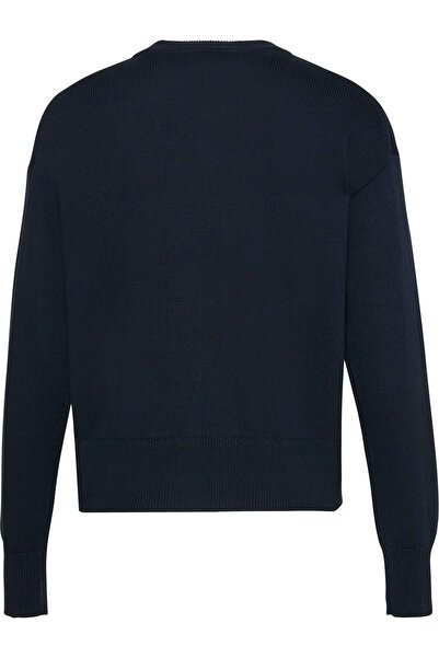 Calvin Klein Dámský žakárový svetr s logem - tmavě modrá