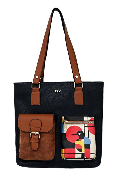 Dogo Women's Vegan Leather Navy Blue Shoulder Bag - Bauhaus Birdie Design