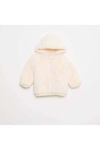 KİABİ Faux Fur Hooded Jacket WHITE