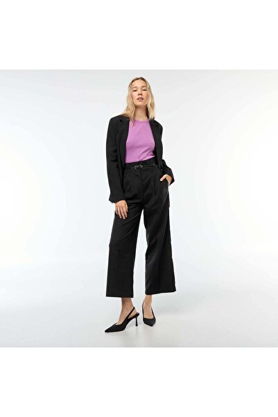 KİABİ Wide-leg city pants with тонким belt BLACK