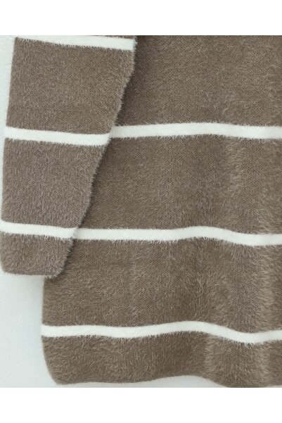 Modamorfo Striped Casual Bearded Knitwear Tunic - Earth