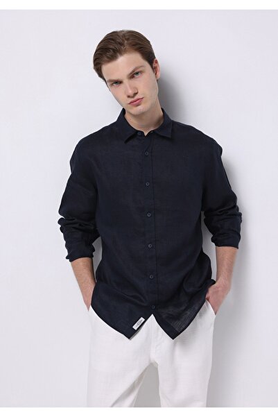 Colin's Cămașă cu mânecă lungă, albastru bleumarin, cu gât de cămașă