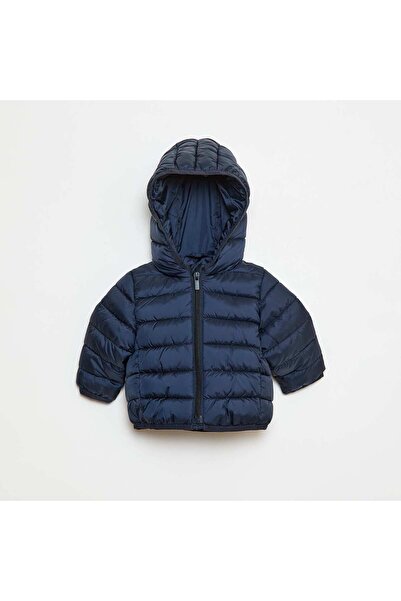 KİABİ Quilted hooded padded jacket BLUE