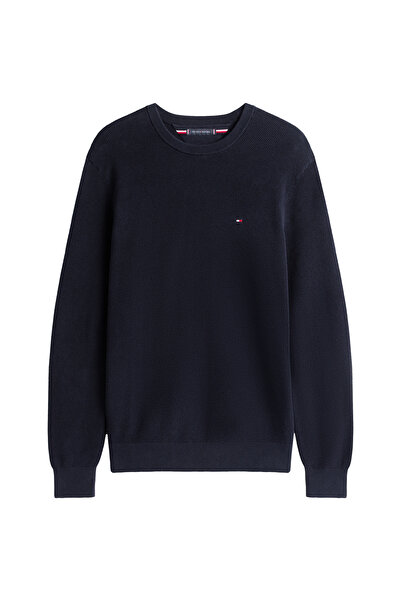 Tommy Hilfiger Men Blue Cotton Essential Structure Crew Neck Sweatshirt