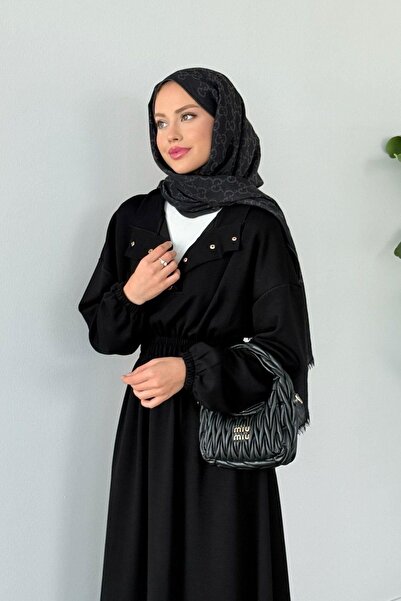 VENT GİYİM Girne Buy Elastic Dress |   Modal Cotton Long Dress – Hijab Casual Dress with Snap Detail