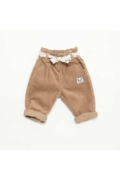 KİABİ Disney 'Marie' Cotton Velvet Trousers with Belt BEIGE