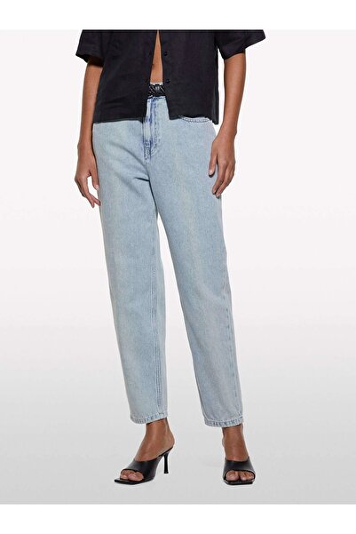 Sisley Women's 100% Cotton Stone Washed Regular Waist Mom Fit Denim Pants 325P4Tfhle04I-Sis901