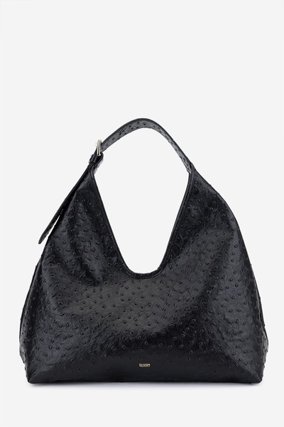 Valmenti حقيبة كتف نسائية من الجلد الطبيعي باللون الأسود