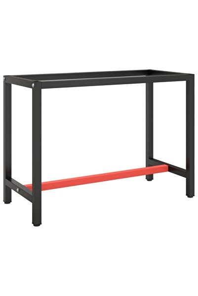 vidaxl إطار طاولة عمل معدني أسود غير لامع وأحمر غير لامع 110 × 50 × 79 سم