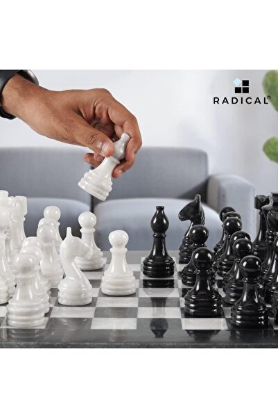Radicaln 15" Black & White Marble Chess Set with Storage Box – Premium Handmade Board Game
