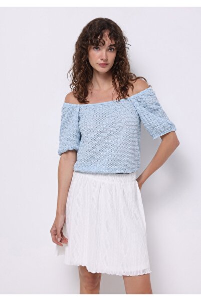 Colin's Γυναικείο μπλουζάκι με μπλε μπαλόνι με τετράγωνο γιακά ζακάρ