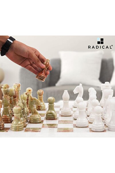 Radicaln 15" White & Green Onyx Marble Chess Set with Storage Box – Luxury Board Game for Adults