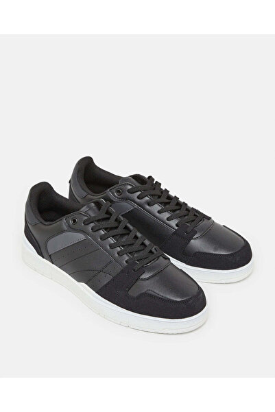 REDTAG Men Black Material Block Sneakers