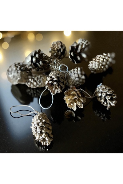 ART PINE 12 قطعة من زينة شجرة عيد الميلاد الذهبية على شكل مخروط الصنوبر - ترف...