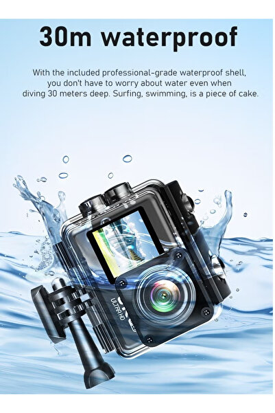 Lowyam 6K Action Camera with Remote, EIS Anti-Shake, Dual Screens, WiFi, IP68