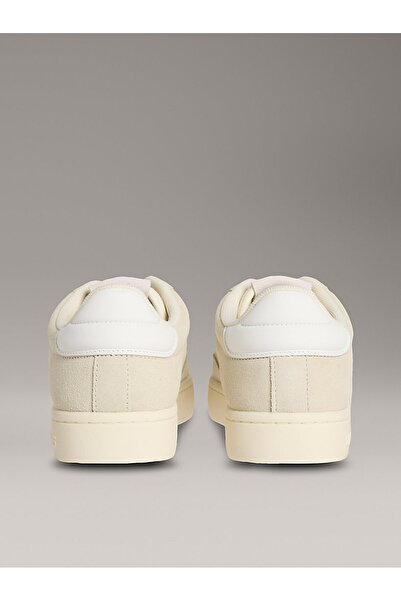 Calvin Klein Kadın Deri Bağlamalı Düz Taban Yuvarlak Burun Ck Desenli Bej Sneaker YW0YW01767-AD6