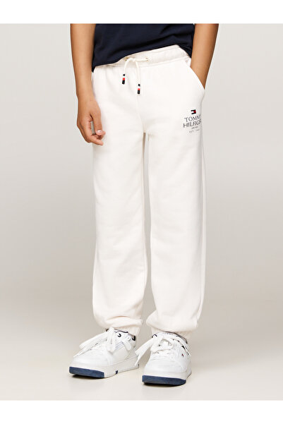 Tommy Hilfiger Boys Ancient White Logo Puff Print Regular Sweatpants