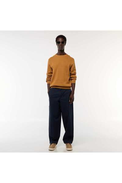 KİABİ بنطلون واسع الساق من قماش قطني سادة باللون الأزرق